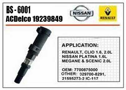 ACDelco Ignition Coil Renault Clio, Nissan Platina, Megane and Scenic