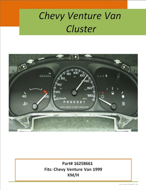 GM/Chevy Venture dash instrument cluster 1999