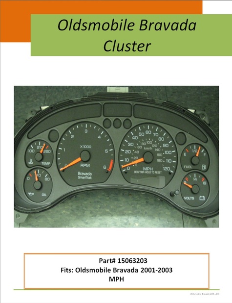 GM/Oldsmobile Bravada dash instrument cluster: MPH 2001-2003