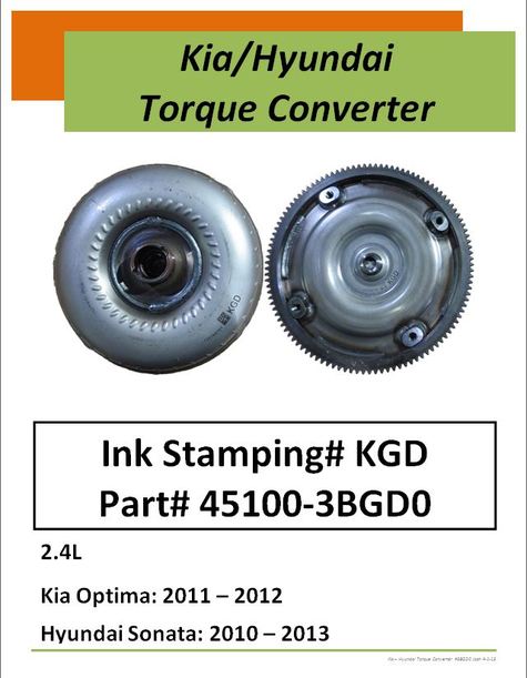 Kia-Hyundai Torque Converter #3BGD0