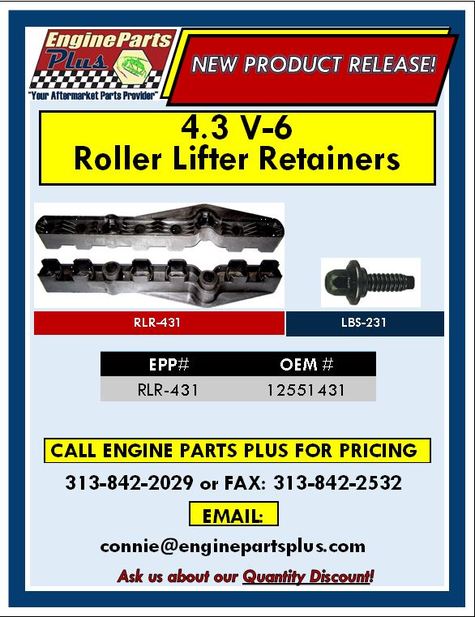 GM 4.3L Roller Lifter Retainers (RLR-431) w/ Lifter Bracket Screw LBS-231
