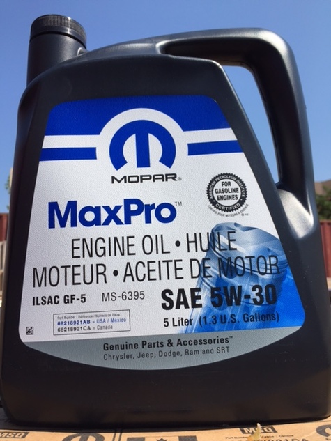 Mopar (Chrysler, Jeep) 5W20 Motor Oil 3/5qt bottle (4.73L)