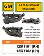 GM 3.6 V-6 Exhaust Manifolds Right and Left #1101-1102